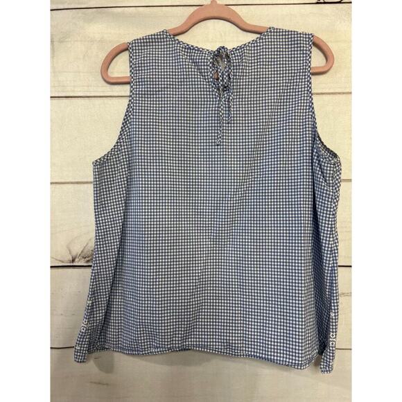 Molly Isadora Top Blue White Checked Sz Est LG - Picture 5 of 5